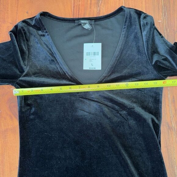FOREVER 21 Velvet Mini Dress Women’s Black V-Neck Evening Elegant Party nwt sz L - Picture 7 of 9